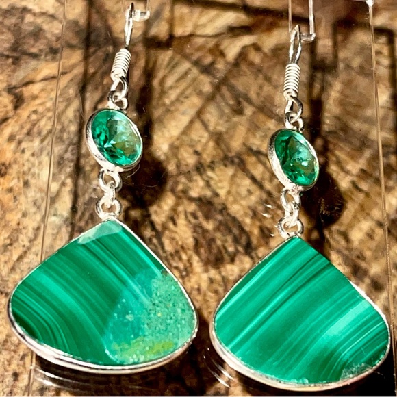 Green Malachite Earrings 2” - Picture 4 of 11